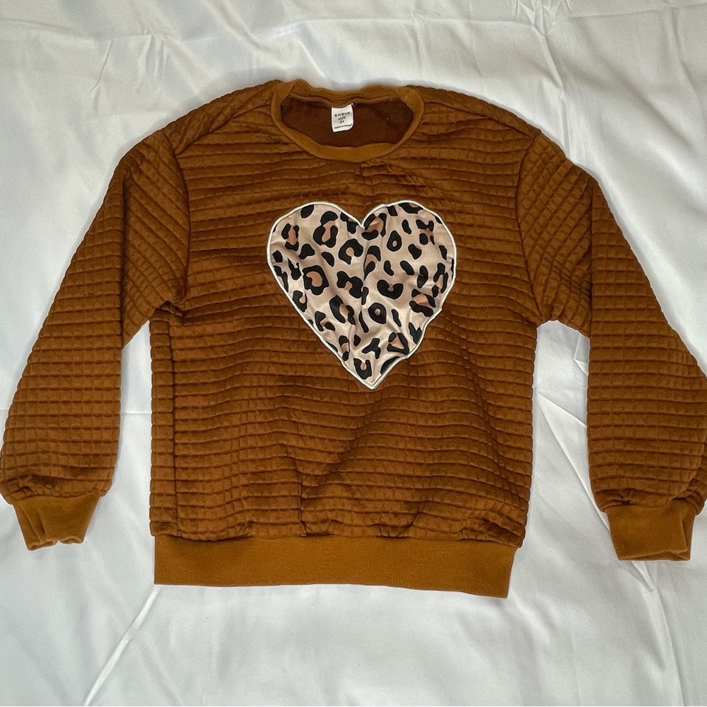 Girl’s Cheetah Heart Sweater
